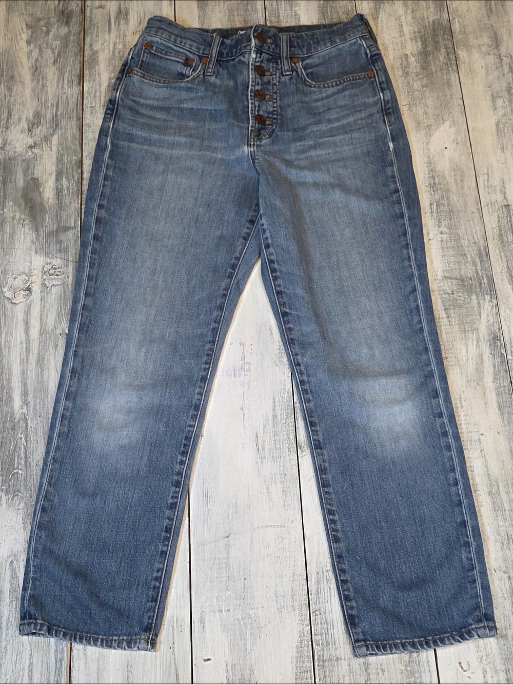 Madewell Women's Washed Blue The Perfect Vintage Crop Jeans w/ Button Fly sz 25